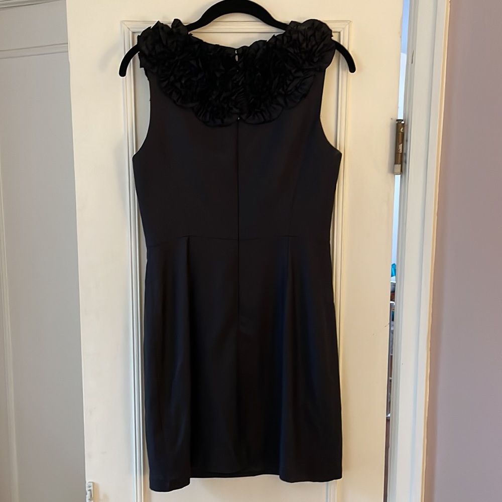 Milly Ribbon Ruffle Black Silk Dress - Picture 4 of 5
